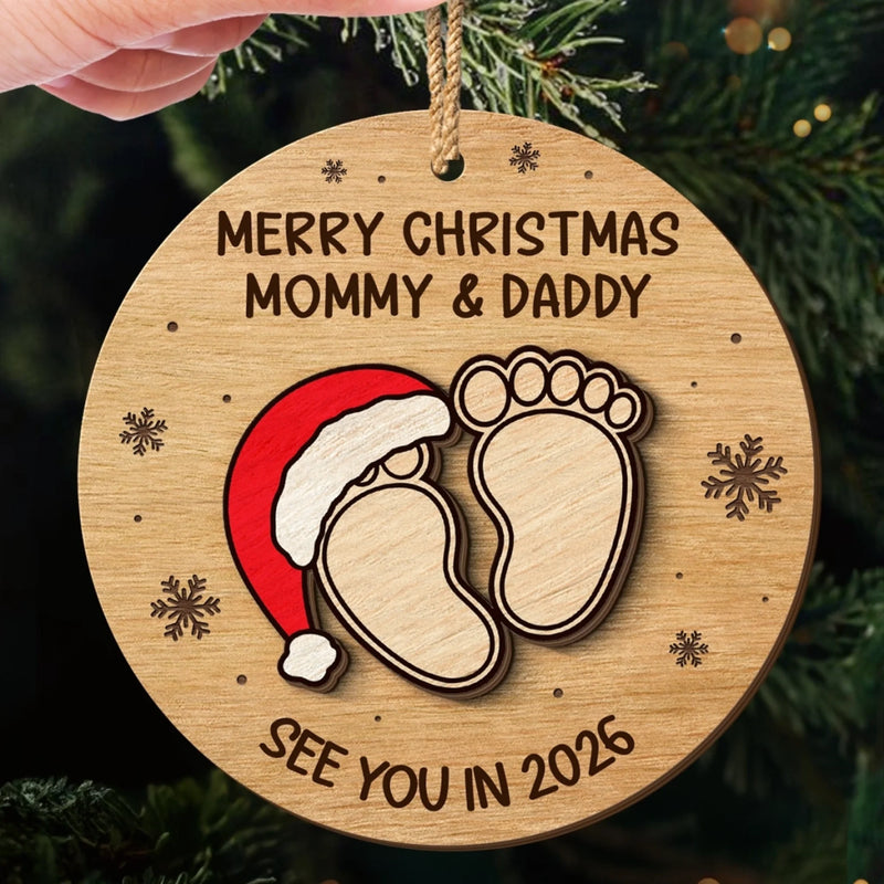 Custom Double Layer Wooden Ornament - Personalized Christmas Baby Shower, Gender Reveal Gifts For New Moms, New Dads, New Parents - A New Star Is Born