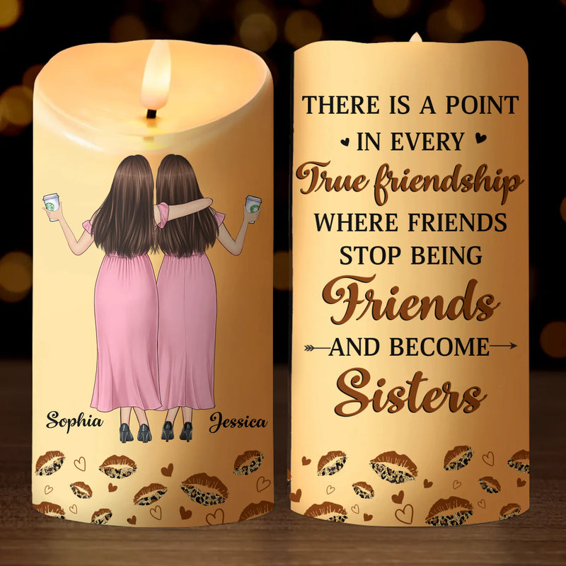 Custom LED Candle - Personalized Christmas Best Friend Birthday Gifts For Women, Besties, Sisters, BFF - Side By Side, Heart To Heart