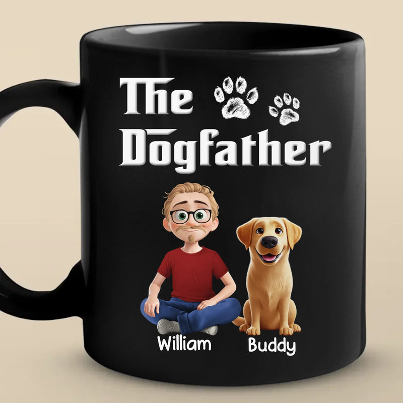 The Dogfather - Dog Personalized Custom Black Mug - Father's Day,  Gift For Dad, Pet Owners, Pet Lovers