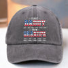 Custom Vintage Washed Denim Baseball Cap US - Personalized 4th Of July Gifts For Dad, Grandpa - First Dad, Now Grandpa