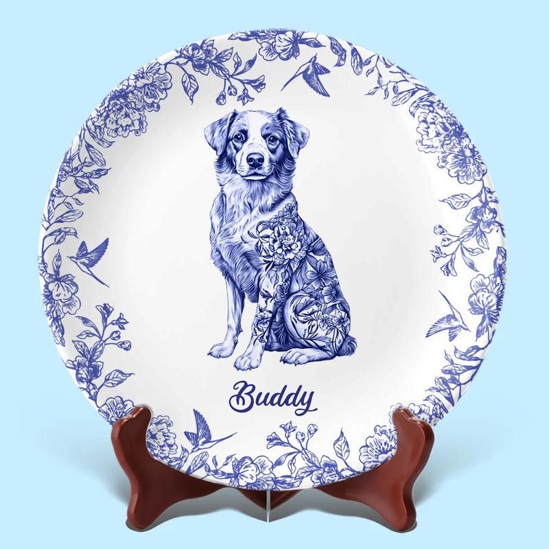 Whispers Of Love In Blue - Dog Personalized Custom Ceramic Plate - Father's Day, Gift For Pet Owners, Pet Lovers