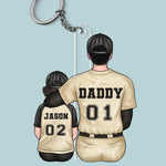 Every Home Run Starts With Dad’s Support - Family Personalized Custom Shaped Acrylic Keychain - Father's Day, Gift For Dad, Kids, Sports Fans