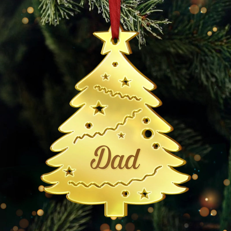 Custom Mirrored Acrylic Ornament - Personalized Christmas Birthday Gifts For Mom, Dad, Kids - Our Family Tree Shines Bright