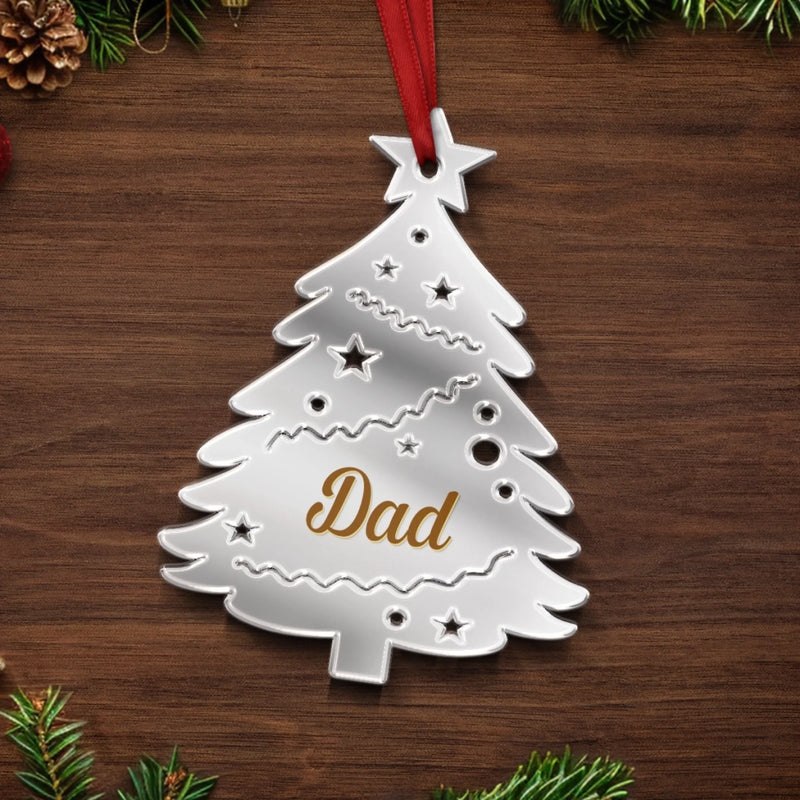 Custom Mirrored Acrylic Ornament - Personalized Christmas Birthday Gifts For Mom, Dad, Kids - Our Family Tree Shines Bright