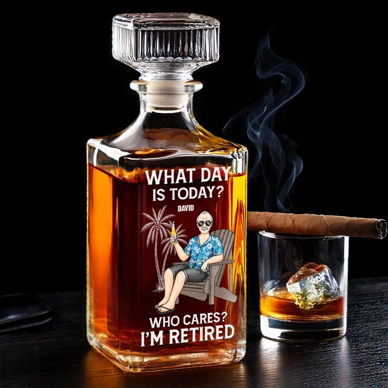 Custom Glass Whiskey Bottle - Personalized Retirement Gifts For Best Friends, Family, Coworker, Work Bestie, Wine, Bourbon, Whiskey Lovers - No Deadlines, Just Lifelines