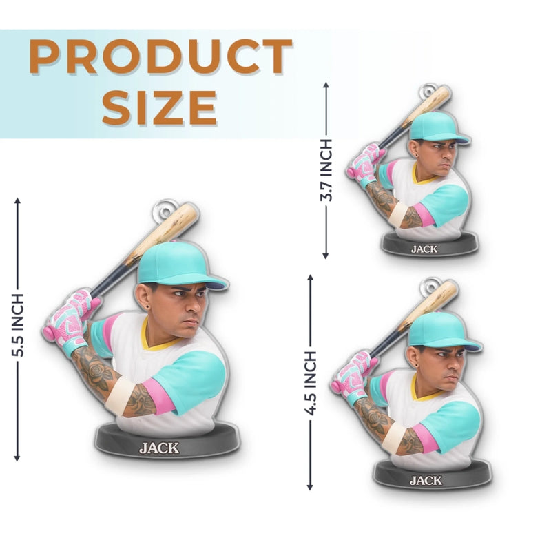 Custom Photo Acrylic Ornament - Personalized Christmas Birthday Sport Gifts For Sports Lovers - Holiday Homerun Hitter