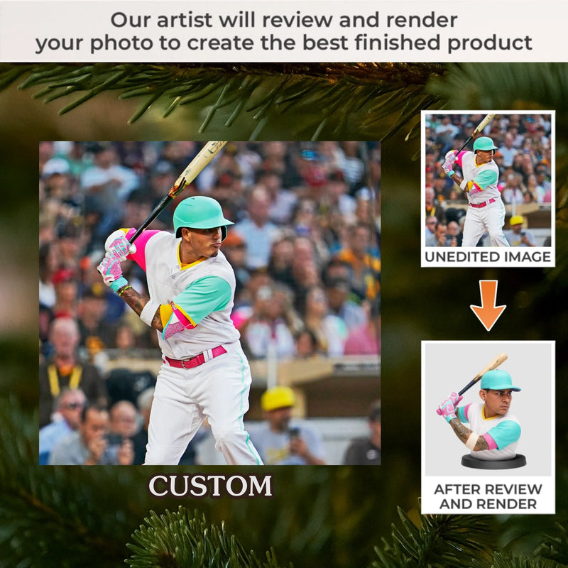 Custom Photo Acrylic Ornament - Personalized Christmas Birthday Sport Gifts For Sports Lovers - Holiday Homerun Hitter