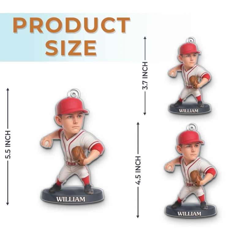 Custom Photo Acrylic Ornament - Personalized Christmas Birthday Sport Gifts For Sports Lovers - Born To Pitch, Built To Win