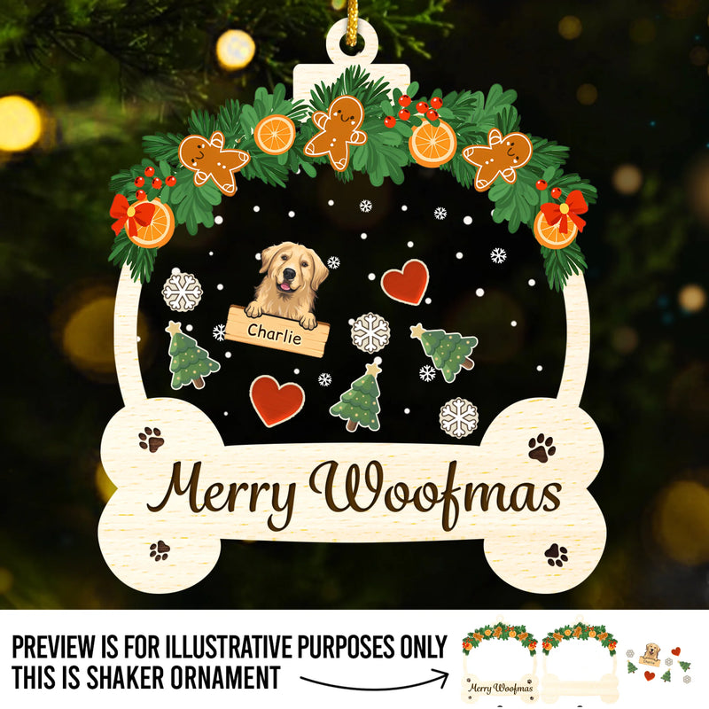 Custom 3 Layers Shaker Ornament - Personalized  Christmas Birthday Gifts For Dog Lovers, Dog Dad And Mom - Woofing You A Merry Holiday
