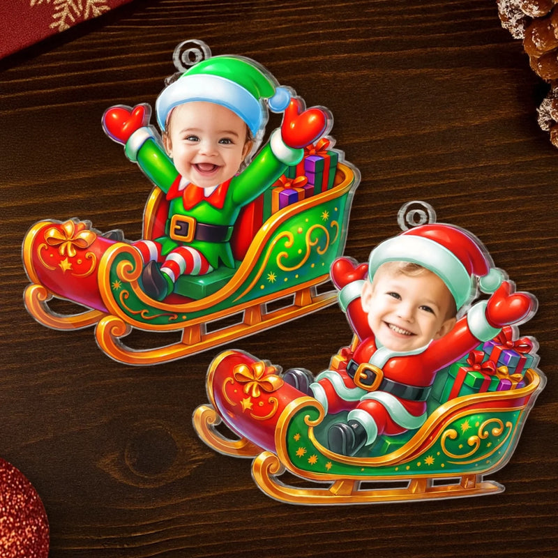 Custom Photo Acrylic Ornament - Personalized Christmas Birthday Gifts For Kids - Christmas Magic Rider