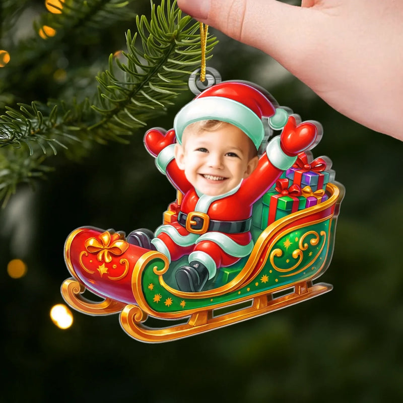 Custom Photo Acrylic Ornament - Personalized Christmas Birthday Gifts For Kids - Christmas Magic Rider