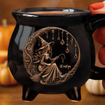 Custom 12oz Ceramic Cauldron Coffee Mug - Personalized Halloween Witchy Gifts For Women - Moonlit Witch Magic