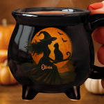 Custom 12oz Ceramic Cauldron Coffee Mug - Personalized Halloween Witchy Gifts For Family - Purrfectly Wicked