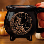 Custom 12oz Ceramic Cauldron Coffee Mug - Personalized Halloween Witchy Gifts For Women - Moonlit Witch Magic