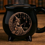 Custom 12oz Ceramic Cauldron Coffee Mug - Personalized Halloween Witchy Gifts For Women - Moonlit Witch Magic