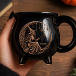Custom 12oz Ceramic Cauldron Coffee Mug - Personalized Halloween Witchy Gifts For Women - Moonlit Witch Magic