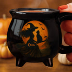 Custom 12oz Ceramic Cauldron Coffee Mug - Personalized Halloween Witchy Gifts For Family - Purrfectly Wicked