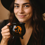 Custom 12oz Ceramic Cauldron Coffee Mug - Personalized Halloween Witchy Gifts For Family - Purrfectly Wicked