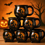 Custom 12oz Ceramic Cauldron Coffee Mug - Personalized Halloween Witchy Gifts For Family - Purrfectly Wicked