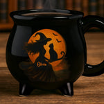 Custom 12oz Ceramic Cauldron Coffee Mug - Personalized Halloween Witchy Gifts For Family - Purrfectly Wicked