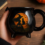 Custom 12oz Ceramic Cauldron Coffee Mug - Personalized Halloween Witchy Gifts For Family - Purrfectly Wicked