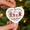 Custom First Christmas Ceramic Ornament - Personalized Christmas Birthday - Gifts For Mom, Dad, Brother, Sister, Kids - Gingerbread Hearts Warm The Home