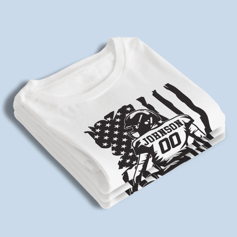 Custom Football Player T-shirt, Hoodie - Personalized Birthday Football Gifts For American Football Players, Football Lovers, NFL Fans - American Football With Flag