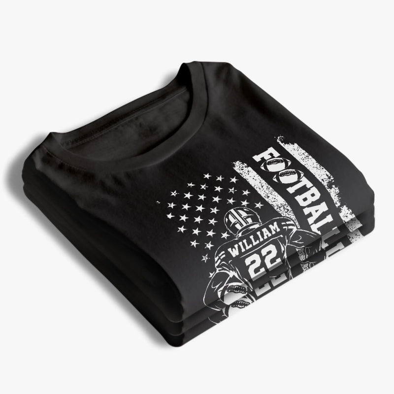 Custom Senior Football Mom T-shirt, Hoodie - Personalized Birthday Football Gifts For Mom, Football Lovers, NFL Fans, Sport Lovers - Football Mama With Flag