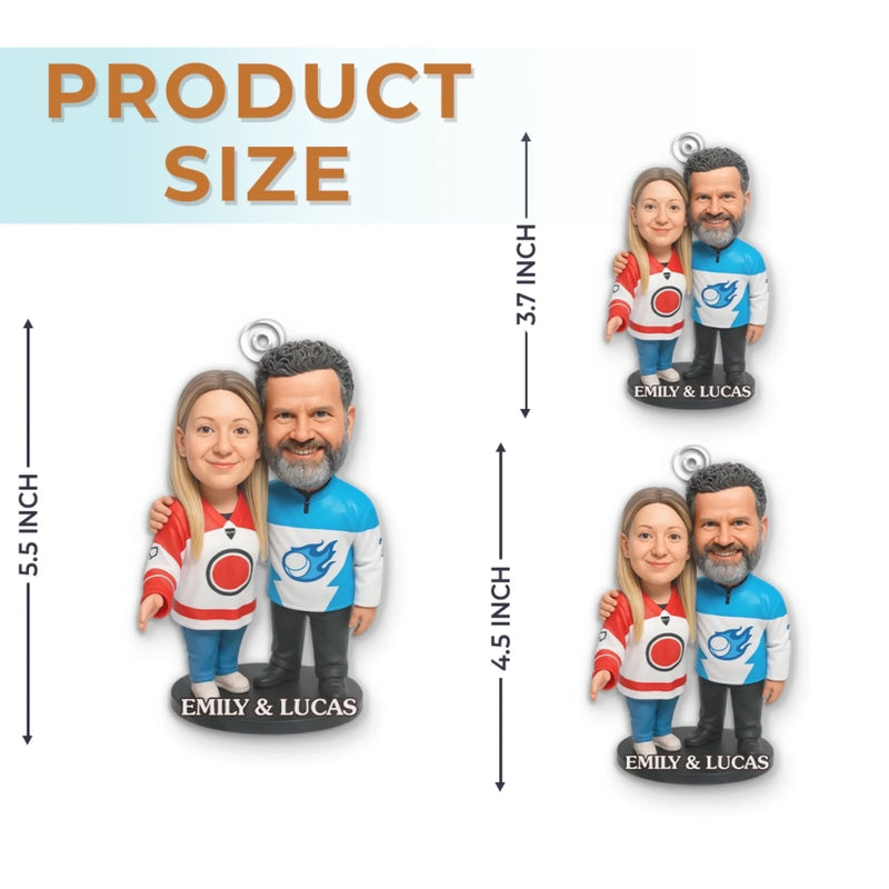 Custom Photo Acrylic Ornament - Personalized Christmas Birthday Ice Hockey Gifts For Ice Hockey Lovers, Sports Fans, Sports Lovers, Husband And Wife - Love On Ice, Forever Nice