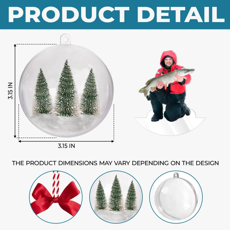 Custom Photo 3D Acrylic Ball Ornament - Personalized Christmas Birthday Fishing Gifts For Fisherman - Santa’s Secret Fishing Buddy