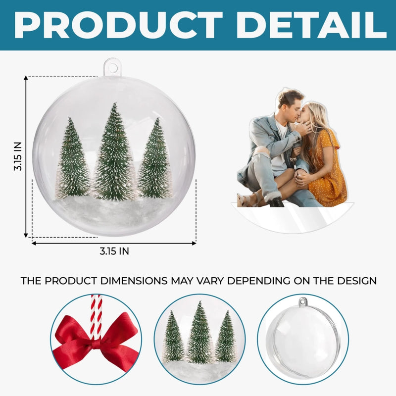 Custom Photo 3D Acrylic Ball Ornament - Personalized Anniversary Christmas Wedding Gifts For Husband And Wife, Him And Her - True Love Never Melts