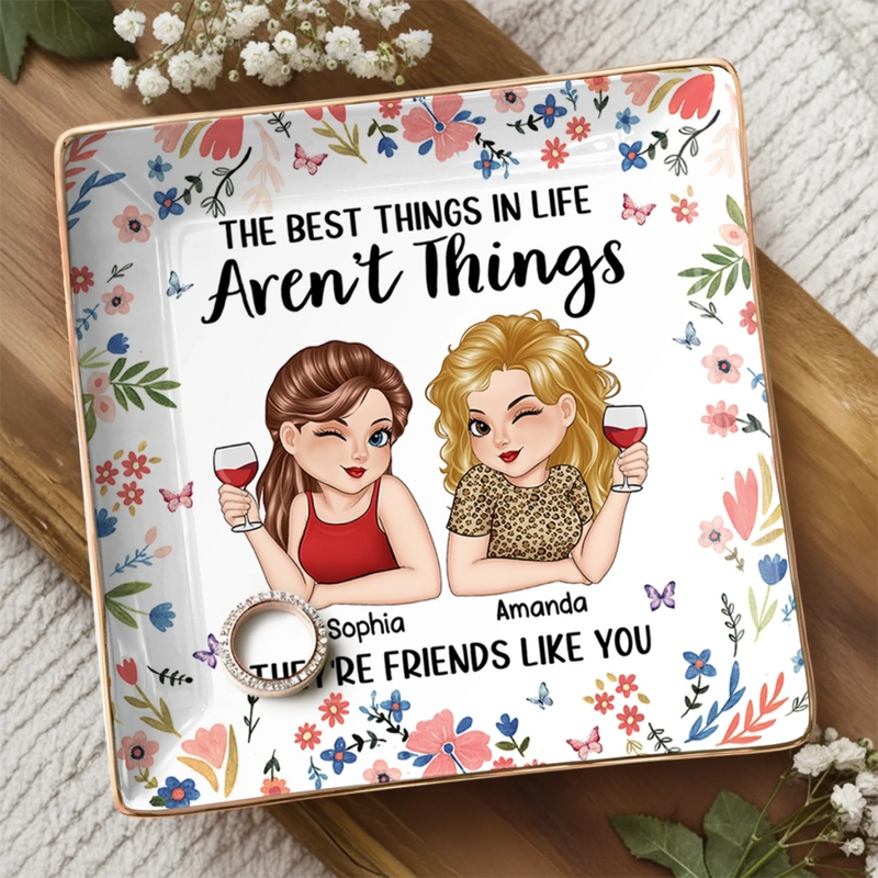 Custom Full-Print Jewelry Dish - Personalized Best Friend Birthday Gifts For Women, Besties, Sisters, BFF  - Bestie Chaos Brings Endless Laughs