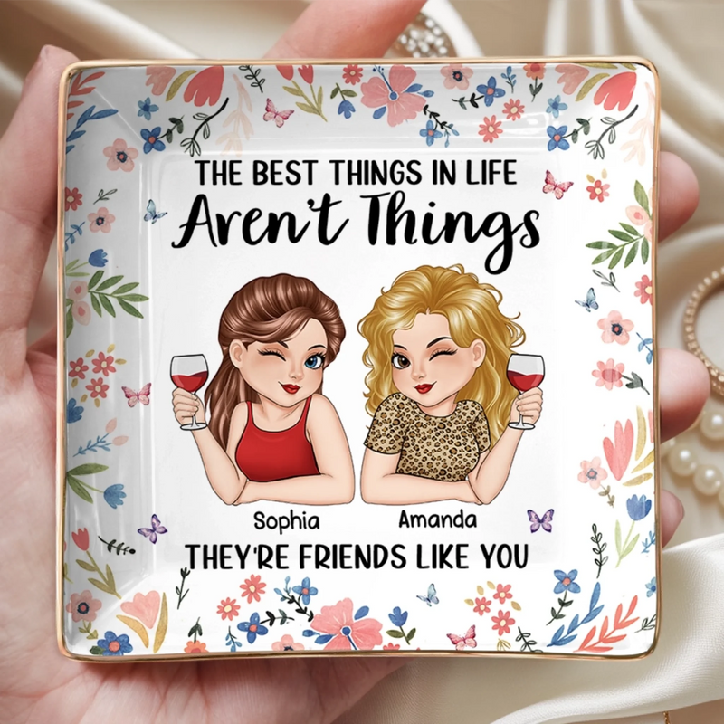Custom Full-Print Jewelry Dish - Personalized Best Friend Birthday Gifts For Women, Besties, Sisters, BFF  - Bestie Chaos Brings Endless Laughs