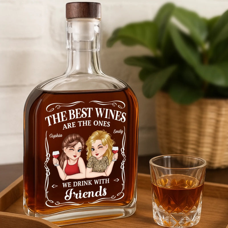Custom Whiskey Bottle - Personalized Best Friend Birthday Gifts For Women, Besties, Sisters, BFF - Silly Moments Shine With Besties
