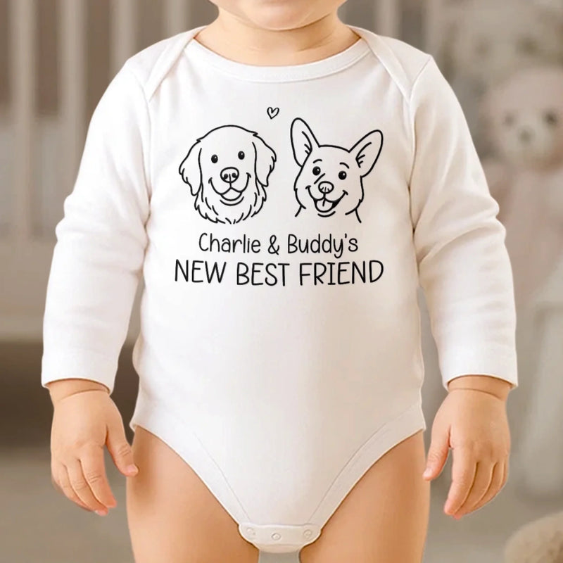 Custom Long Sleeve Baby Onesie - Personalized Baby Shower, Gender Reveal Gifts For New Moms, New Dads, New Parents, Dog Dad And Mom - Tiny Hands Endless Dreams
