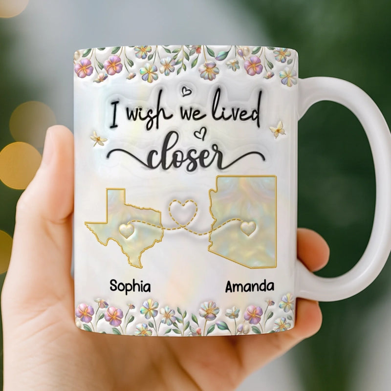Custom Long Distance Mug - Personalized Best Friend Birthday Gifts For Women, Besties, Sisters, BFF - Distance Means So Little