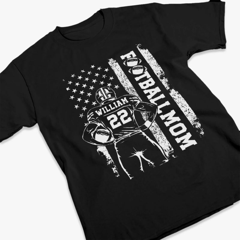 Custom Senior Football Mom T-shirt, Hoodie - Personalized Birthday Football Gifts For Mom, Football Lovers, NFL Fans, Sport Lovers - Football Mama With Leopard Coquette Bow