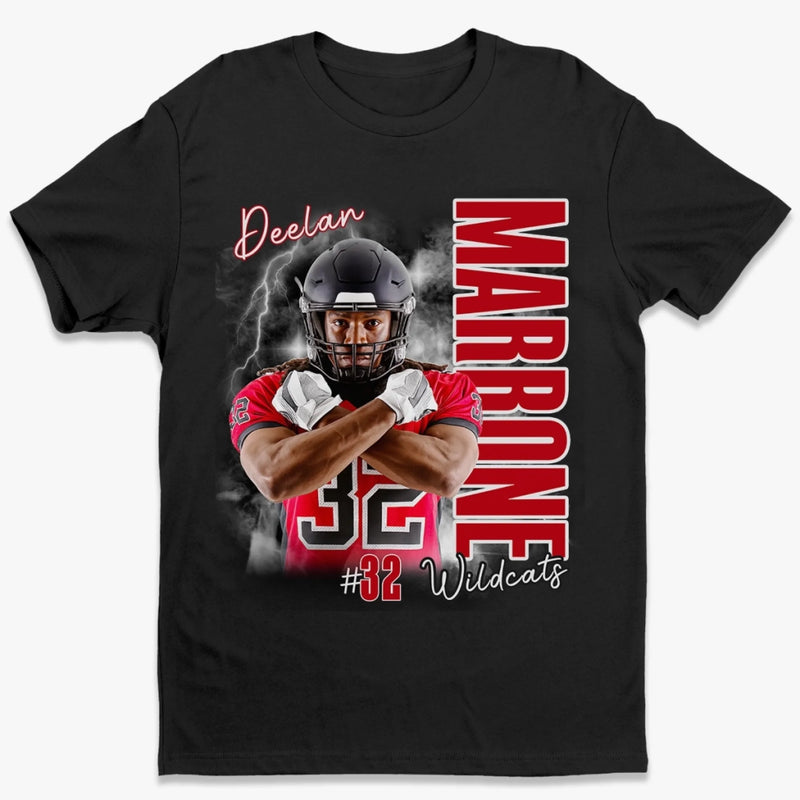 Custom Player Football T-shirt, Hoodie - Personalized Gift For Birthday, Football Football Lovers, NFL Fans, Sport Lovers, Senior Graduation Gift - Bootleg T-shirt With Photo