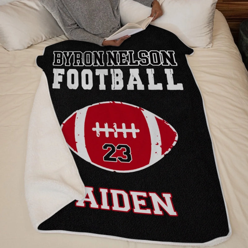 Custom American Football Blanket - Personalized Gift For Birthday, Football Football Lovers, NFL Fans, Sport Lovers, Senior Graduation Gift - Living The Football Dream With School Name