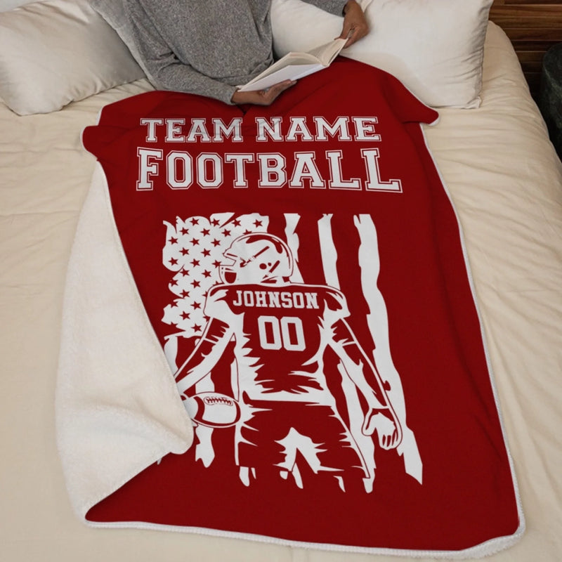 Custom American Football Blanket - Personalized Gift For Birthday, Football Football Lovers, NFL Fans, Sport Lovers, Senior Graduation Gift - Team Name with Flag