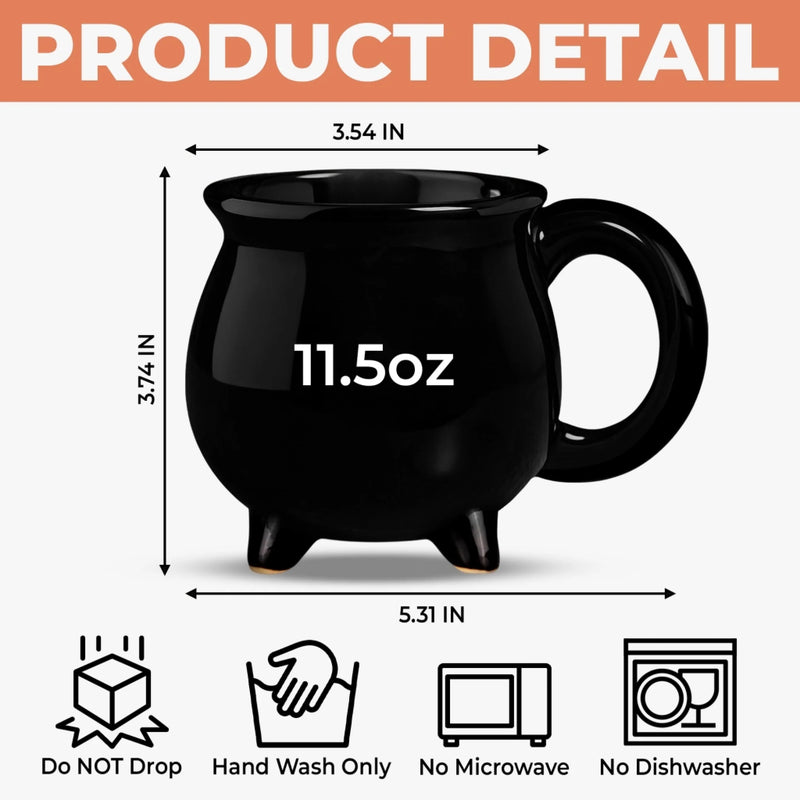 Custom 12oz Ceramic Cauldron Coffee Mug - Personalized Halloween Witchy Gifts For Besties, Sisters, BFF, Family, Yourself - Midnight Magic