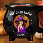 Custom 12oz Ceramic Cauldron Coffee Mug - Personalized Halloween Witchy Gifts For Witch Lovers, Sisters, BFF - She Drinks Like A Queen, But Hexes Like A Goddess