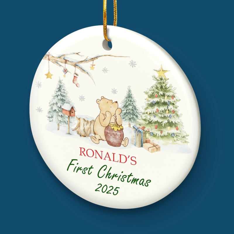 Custom Ceramic First Christmas Ornament - Personalized Christmas Baby Shower, Gifts For New Moms, New Dads, New Parents - Santa’s Littlest Fan