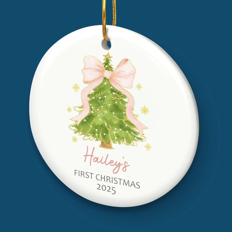 Custom Baby First Christmas Ceramic Ornament - Personalized Christmas Baby Shower, Gifts For New Moms, New Dads, New Parents - First Christmas Cuddles