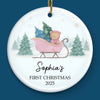 Custom Ceramic First Christmas Ornament - Personalized Christmas Baby Shower, Gifts For New Moms, New Dads, New Parents - Little Feet, Christmas Sweet