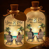 Custom Glass Bottle LED Light - Personalized Anniversary Wedding Gifts For Husband And Wife, Him And Her - Hand In Hand, No Matter What