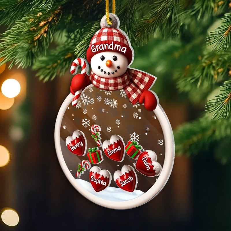 Custom Snowman 3 Layers Shaker Ornament - Personalized Christmas Birthday Gifts For Mom, Grandma - Cold Outside Warm Hearts