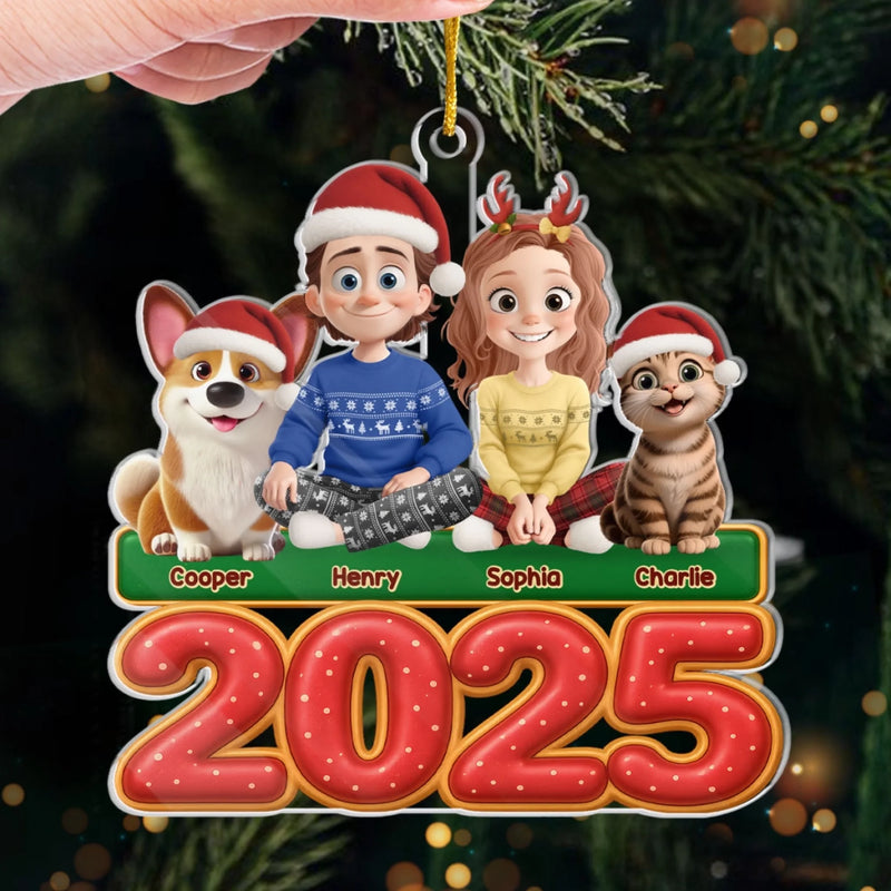 Custom Acrylic Ornament - Personalized Christmas Birthday Gifts For Family, Dog Cat Lovers - New Year, Same Goofy Crew