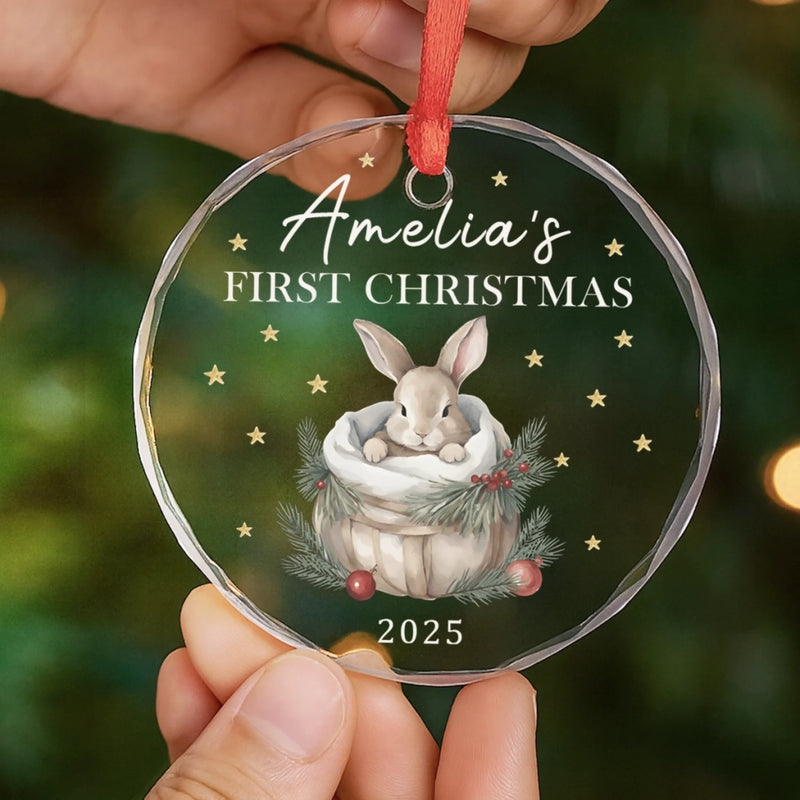 Custom Baby First Christmas Glass Ornament - Personalized Christmas Baby Shower, Gifts For New Moms, New Dads, New Parents - Our Little Star’s First Holiday