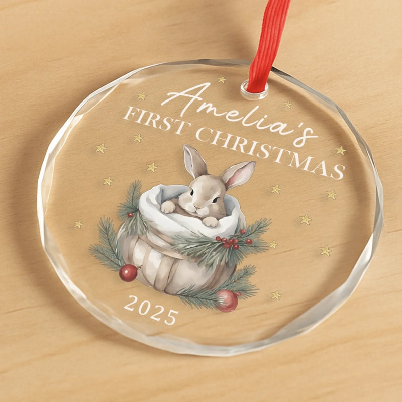 Custom Baby First Christmas Glass Ornament - Personalized Christmas Baby Shower, Gifts For New Moms, New Dads, New Parents - Our Little Star’s First Holiday
